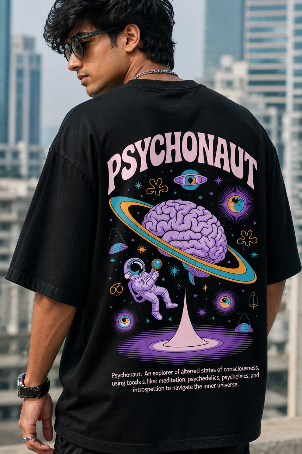 PSYCHONAUT Oversize T-Shirt | Psychedelic Graphic Unisex Streetwear