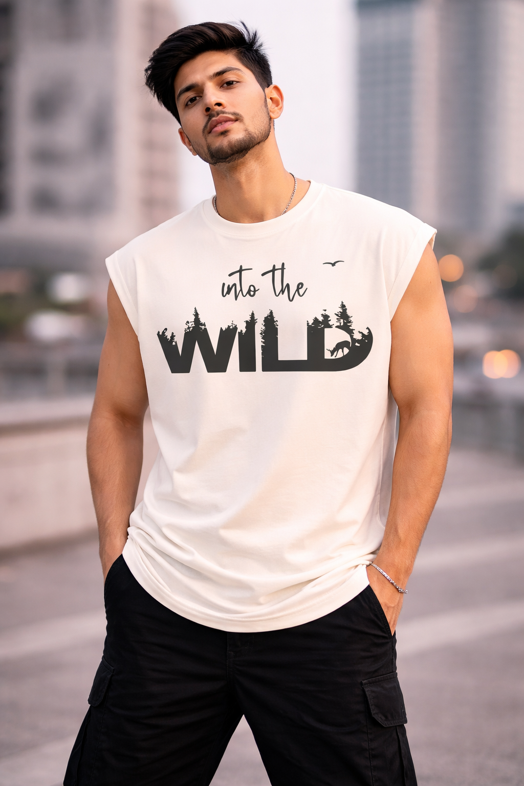 Into the Wild Sleeveless Oversize T-Shirt | Adventure Streetwear