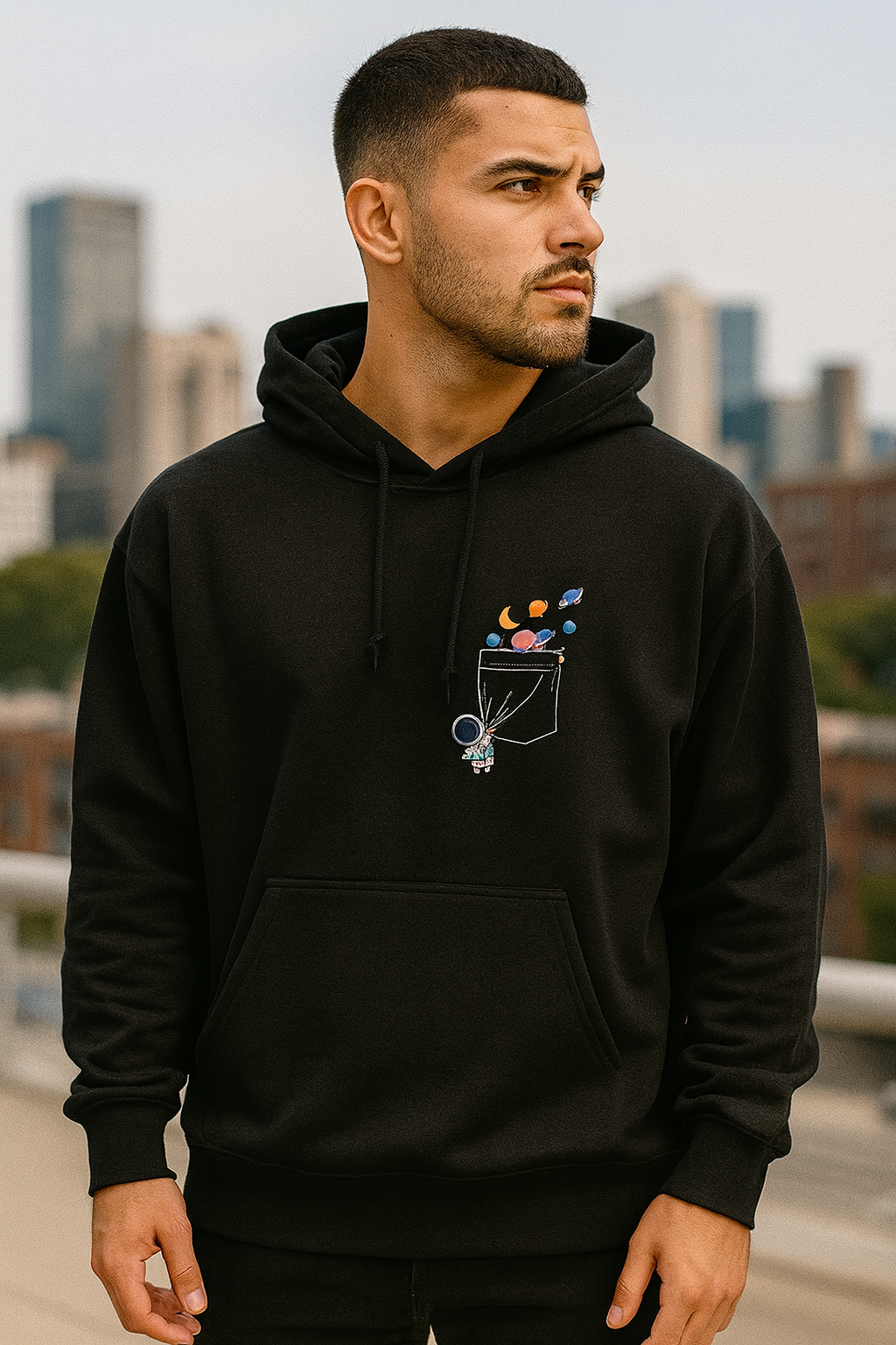 Space in Pocket Hoodie | Cosmic Graphic Unisex Streetwear