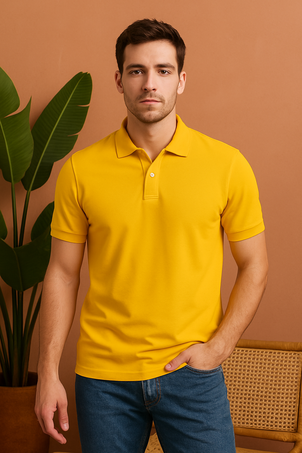 Sun Yellow Polo T-Shirt | Classic Half Sleeves Smart Casual Wear