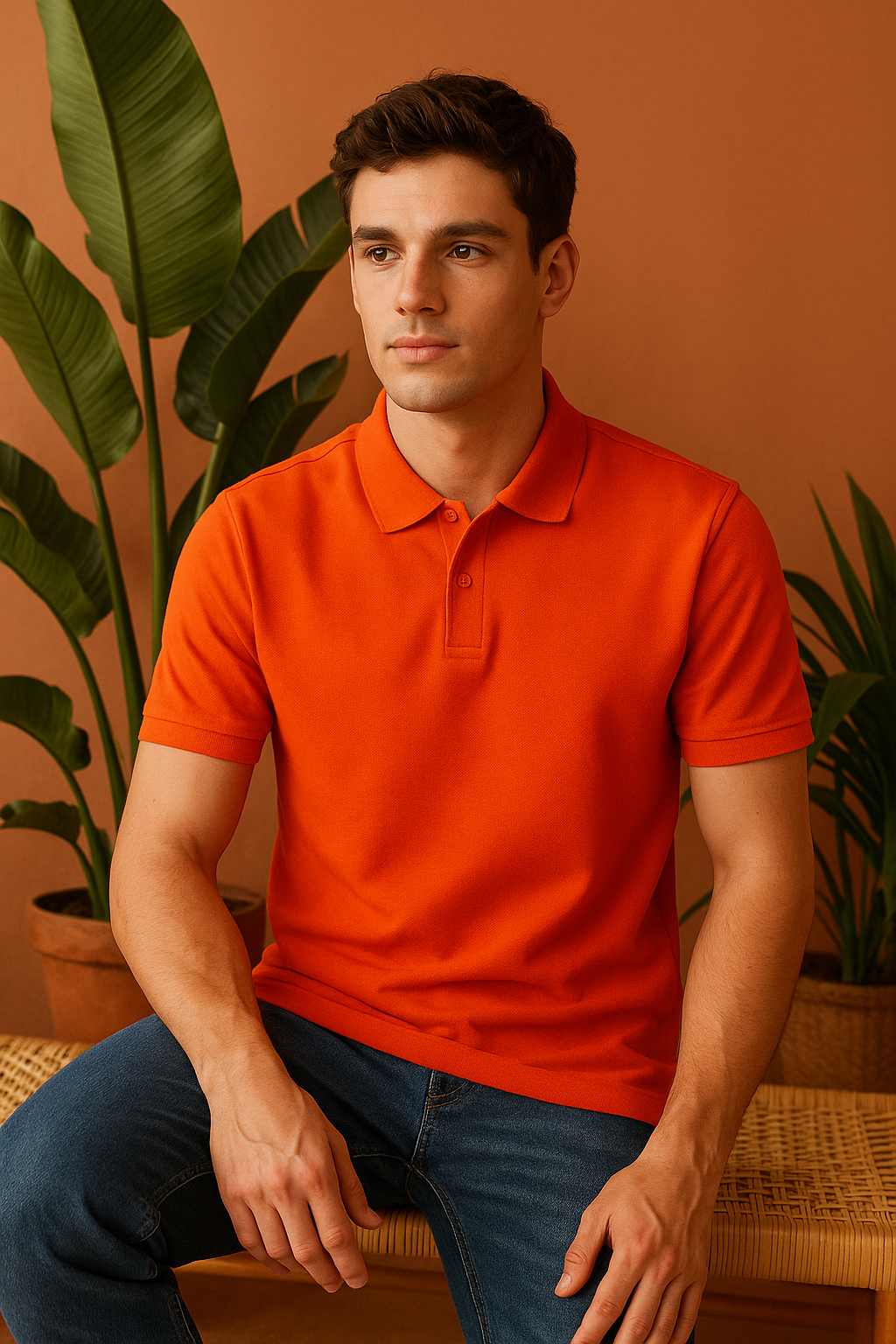 Orange Polo T-Shirt | Classic Half Sleeves Smart Casual Wear