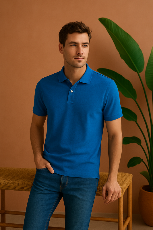 Blue Polo T-Shirt | Classic Half Sleeves Smart Casual Wear