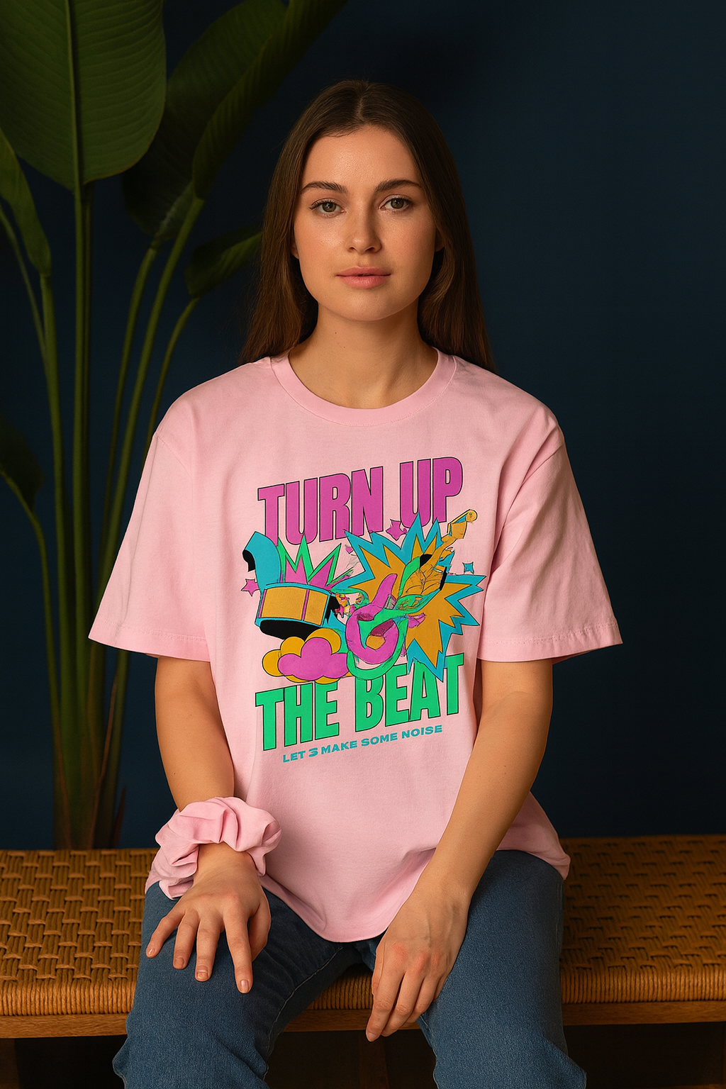Turn Up The Beat Oversized T-Shirt | Music & Party Unisex Streetwear
