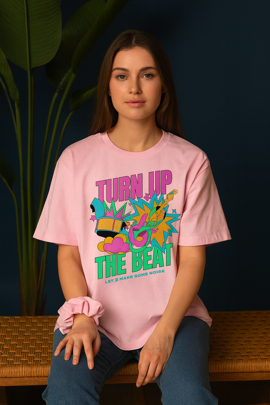 Turn Up The Beat Oversized T-Shirt | Music & Party Unisex Streetwear