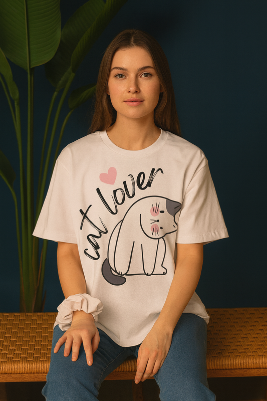Cat Lover Oversized T-Shirt | Cute Pet Graphic Unisex Streetwear