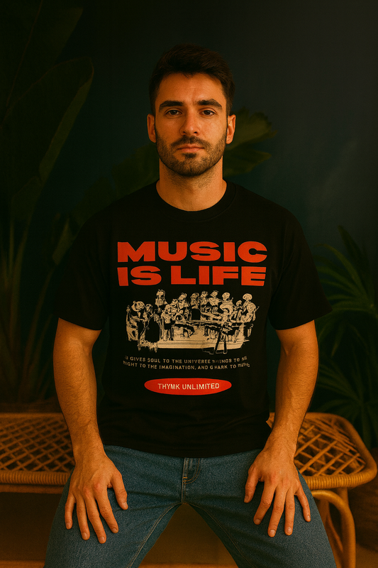 Music is Life Oversized T-Shirt | Musical Graphic Unisex Streetwear