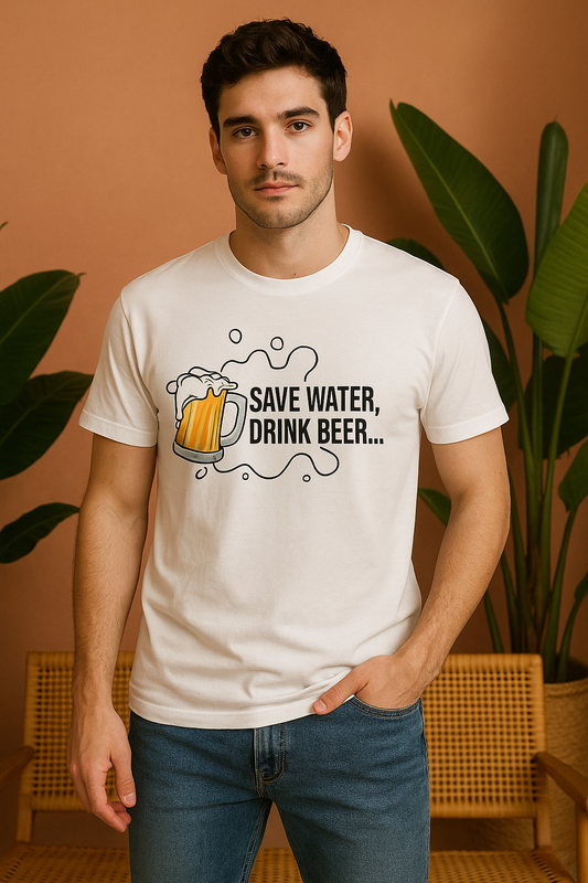Save Water Drink Beer T-Shirt | Funny Half Sleeves Party Tee