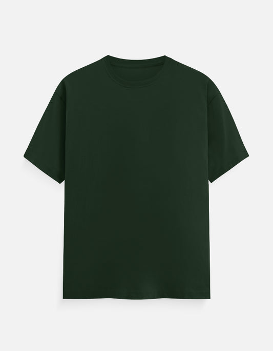 Solid Dark Green Plain T-Shirt | Minimalist Unisex Casual Wear