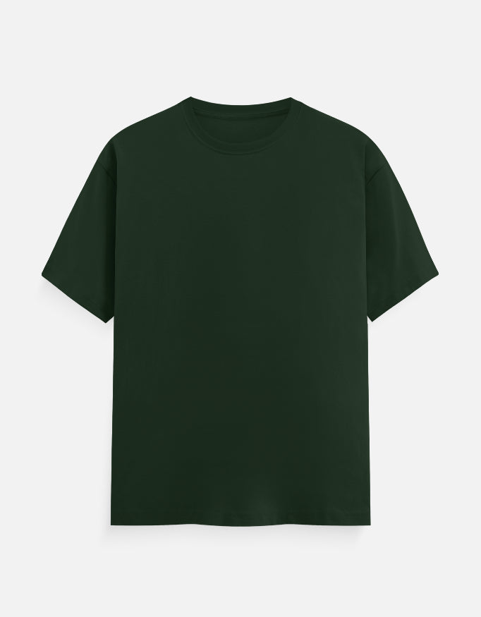 Solid Dark Green Plain T-Shirt | Minimalist Unisex Casual Wear
