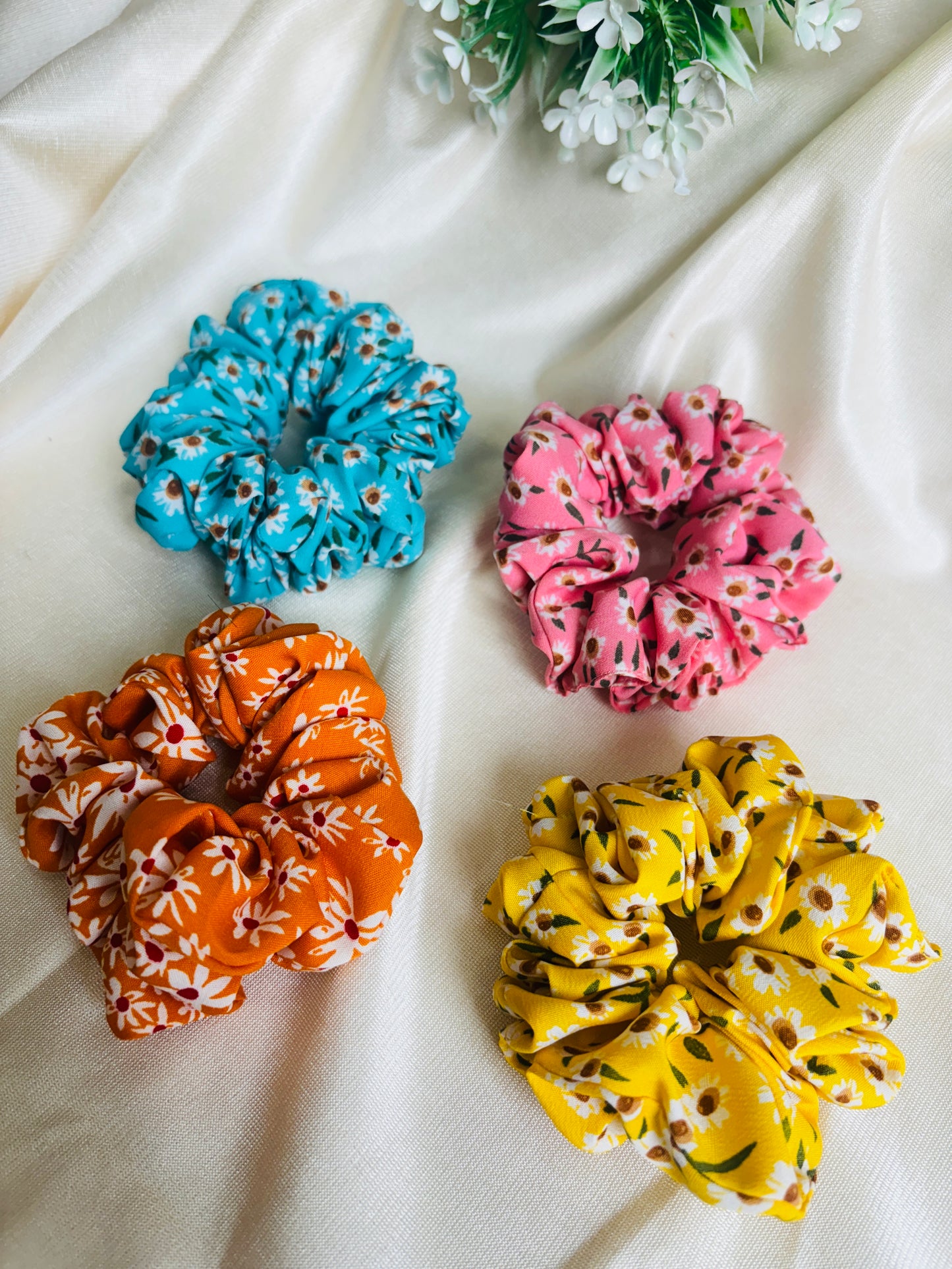 Set of 4 Large Size Scrunchies | Soft Hair Tie Pack for Everyday Styling