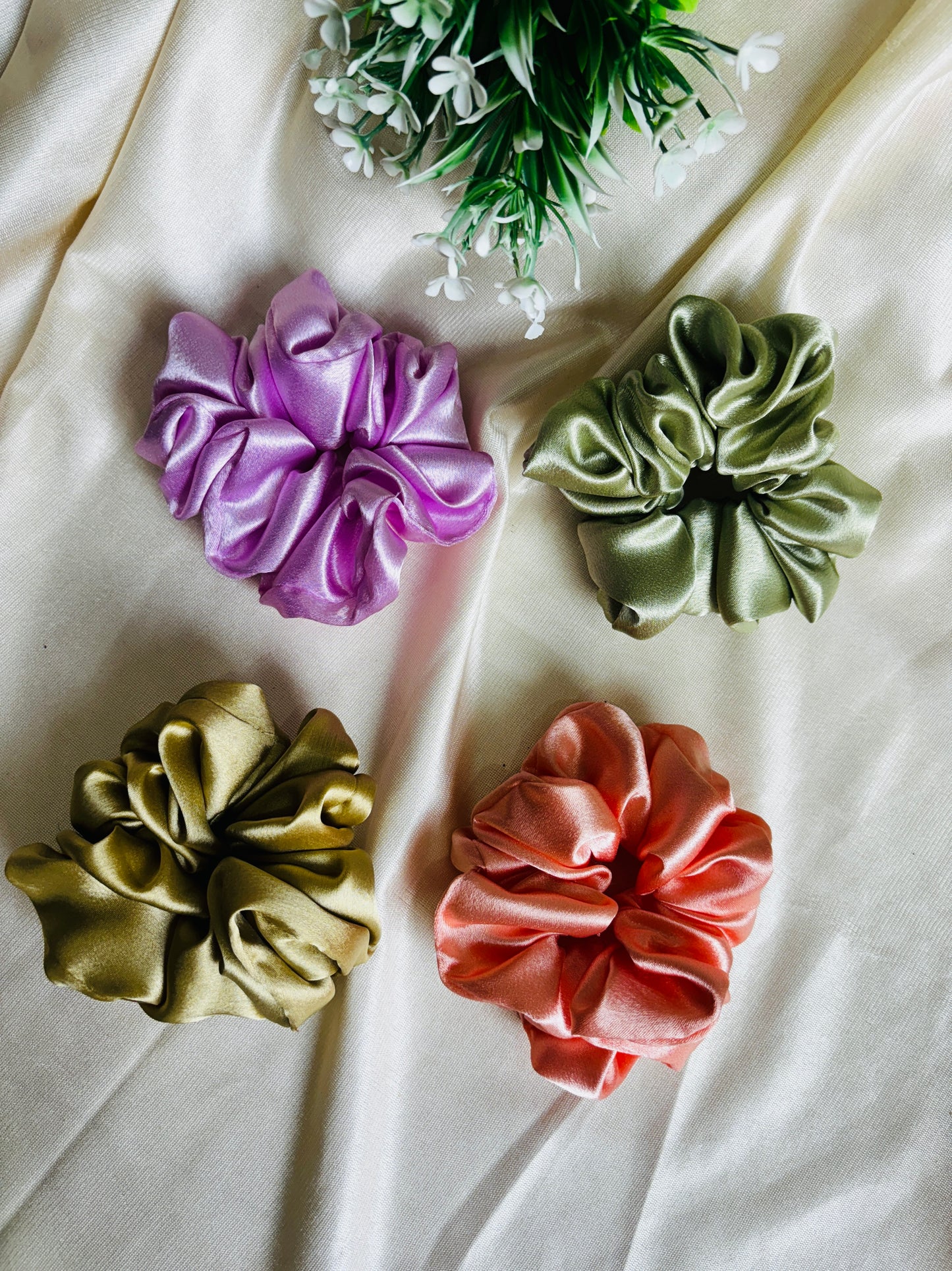 Set of 4 Large Scrunchie Size Scrunchies | Soft Hair Tie Pack for Everyday Styling