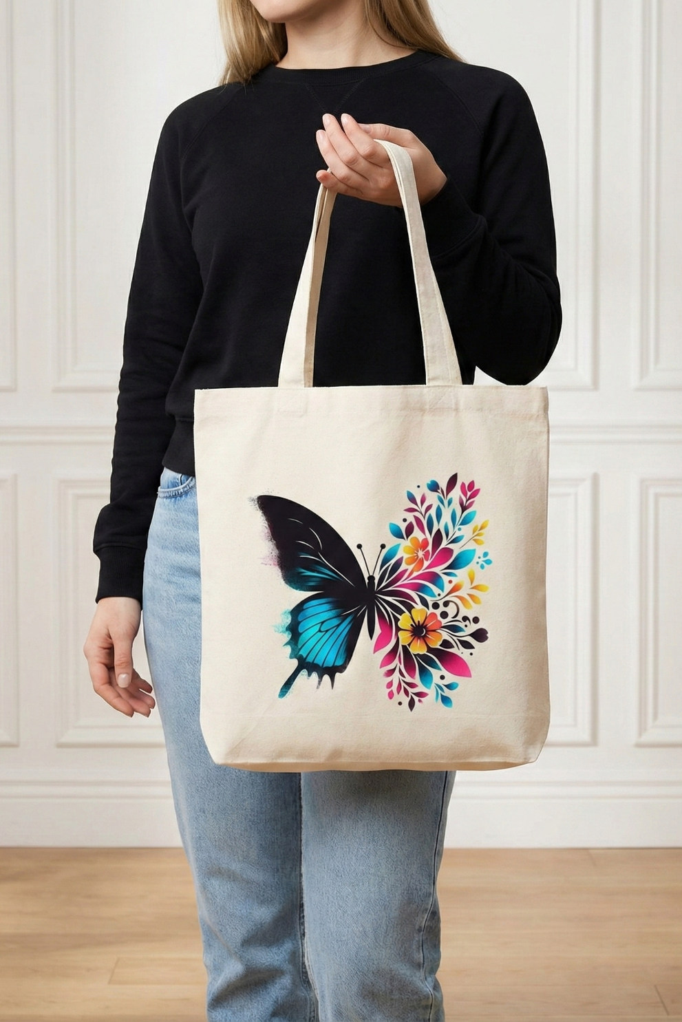 Butterfly Tote Bag(Zipper) | Aesthetic Printed Everyday Carry Bag