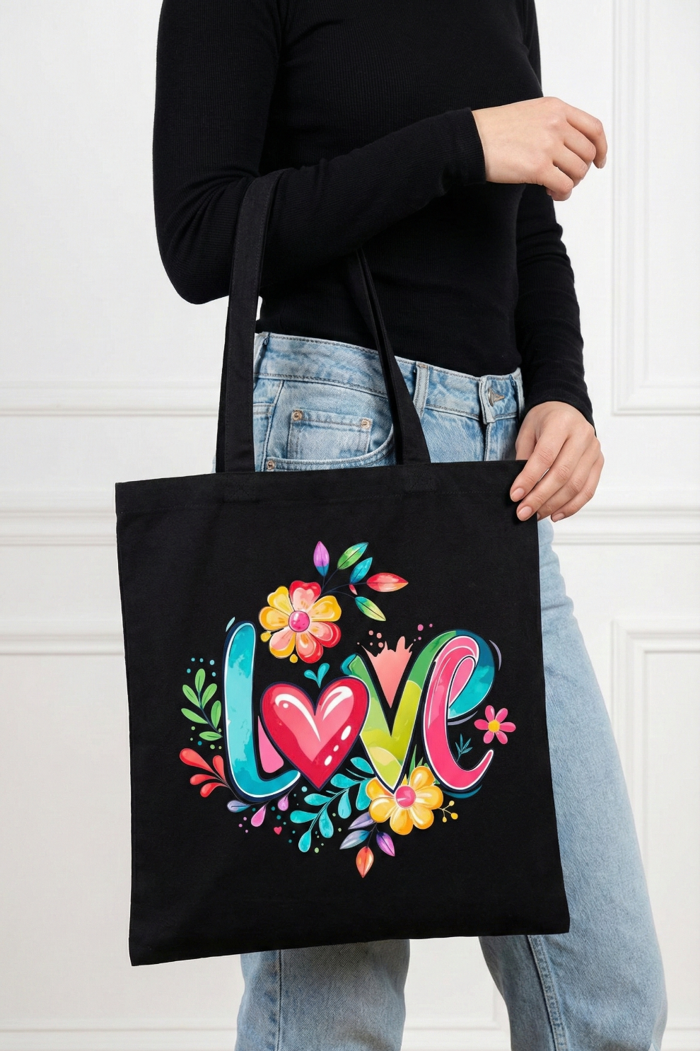 LOVE Tote Bag (Regular Size Zipper) | Minimal Romantic Everyday Carry Bag