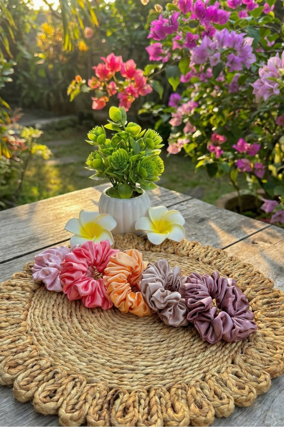 Set of 5 Large Size Plain Scrunchies | Soft Hair Tie Pack for Everyday Styling