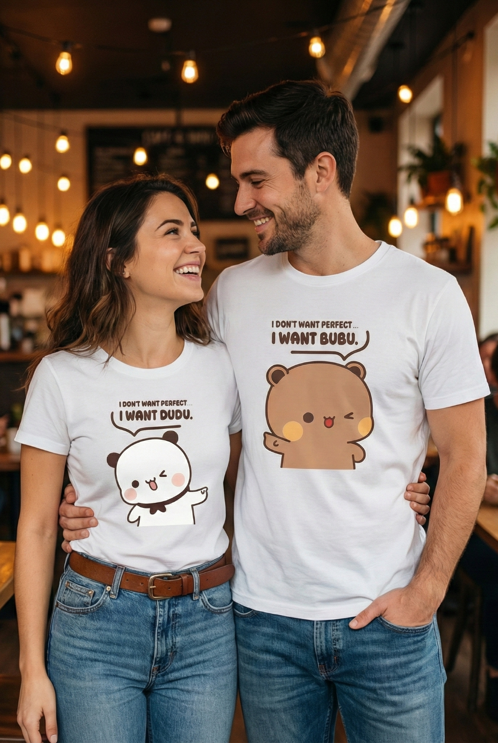 Dudu & Bubu Couple T-Shirt | Cute Cartoon Matching Couple Wear