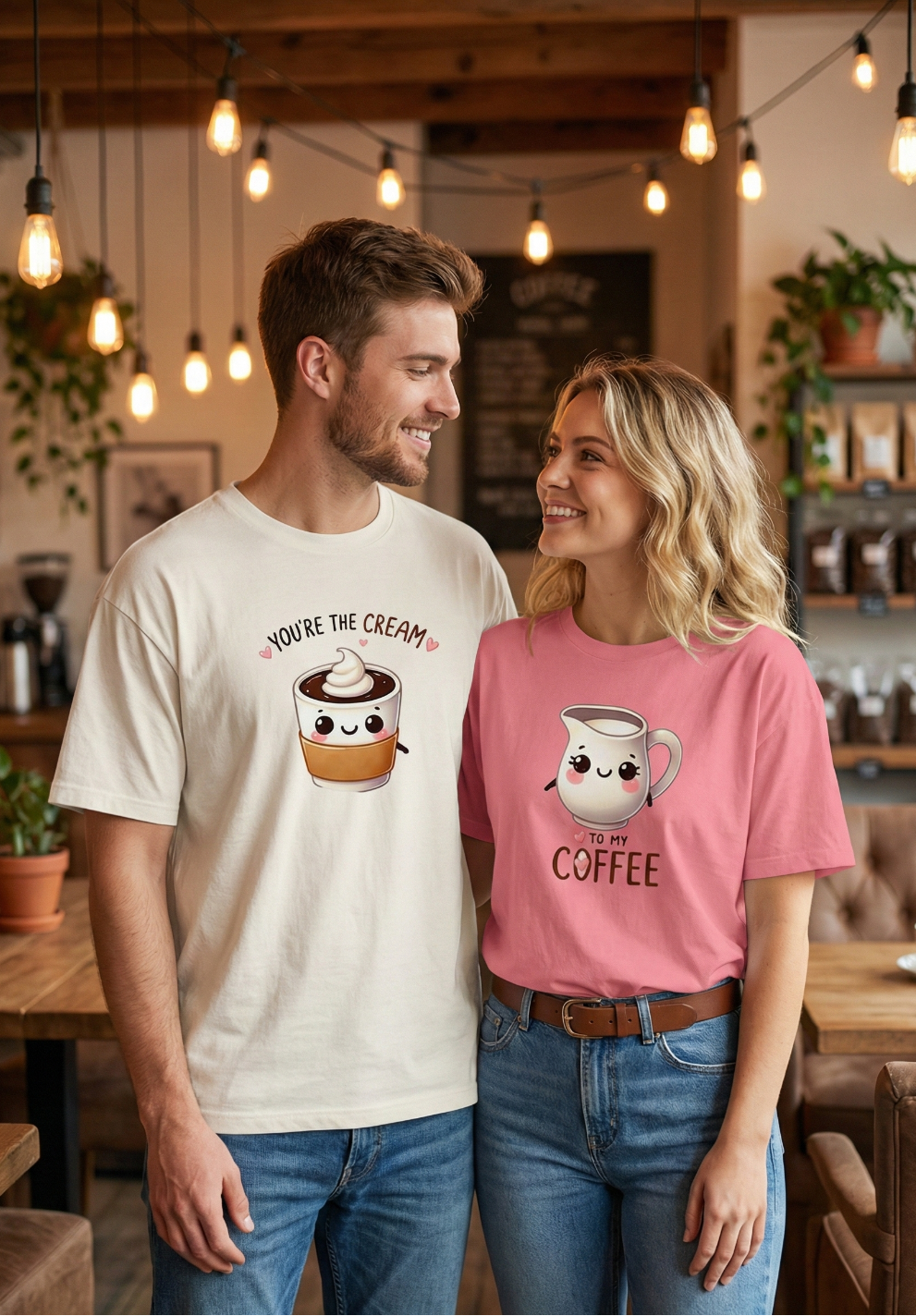 You Are the Cream of My Coffee Oversize T-Shirt | Cute Romantic Couple Wear