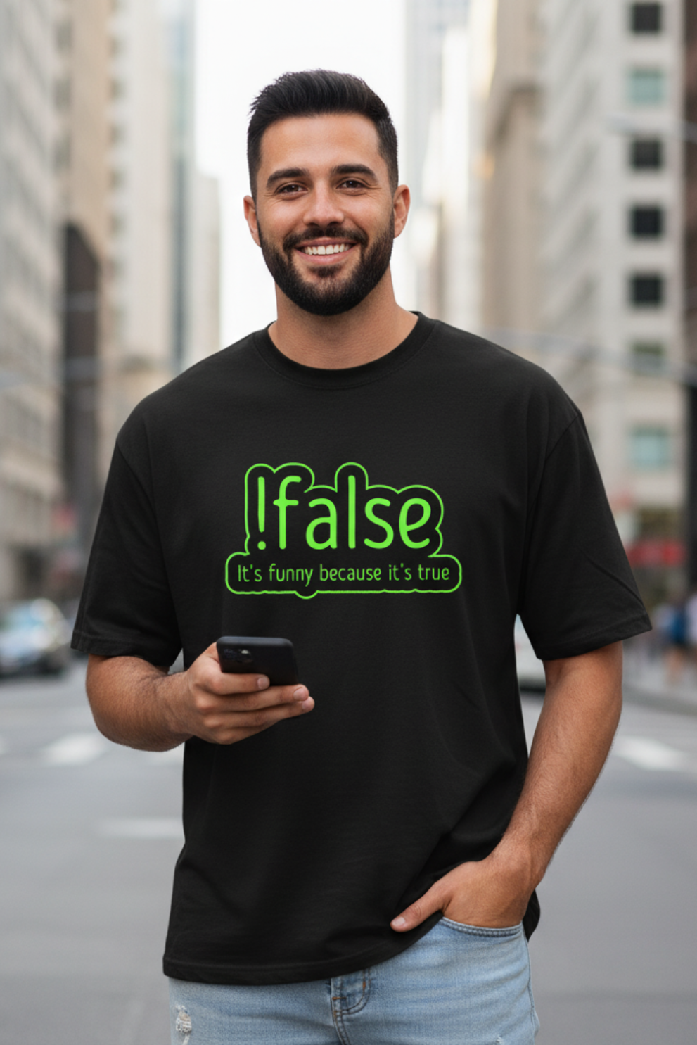 !false Oversized T-Shirt | Programmer Logic Joke Unisex Streetwear