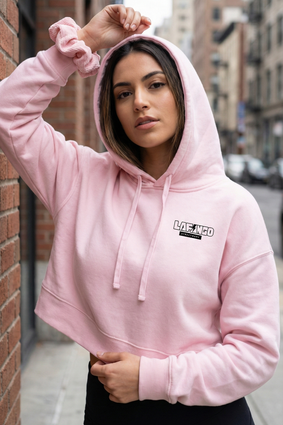 Solid Baby Pink Cropped Hoodie | Minimal Aesthetic Women’s Streetwear