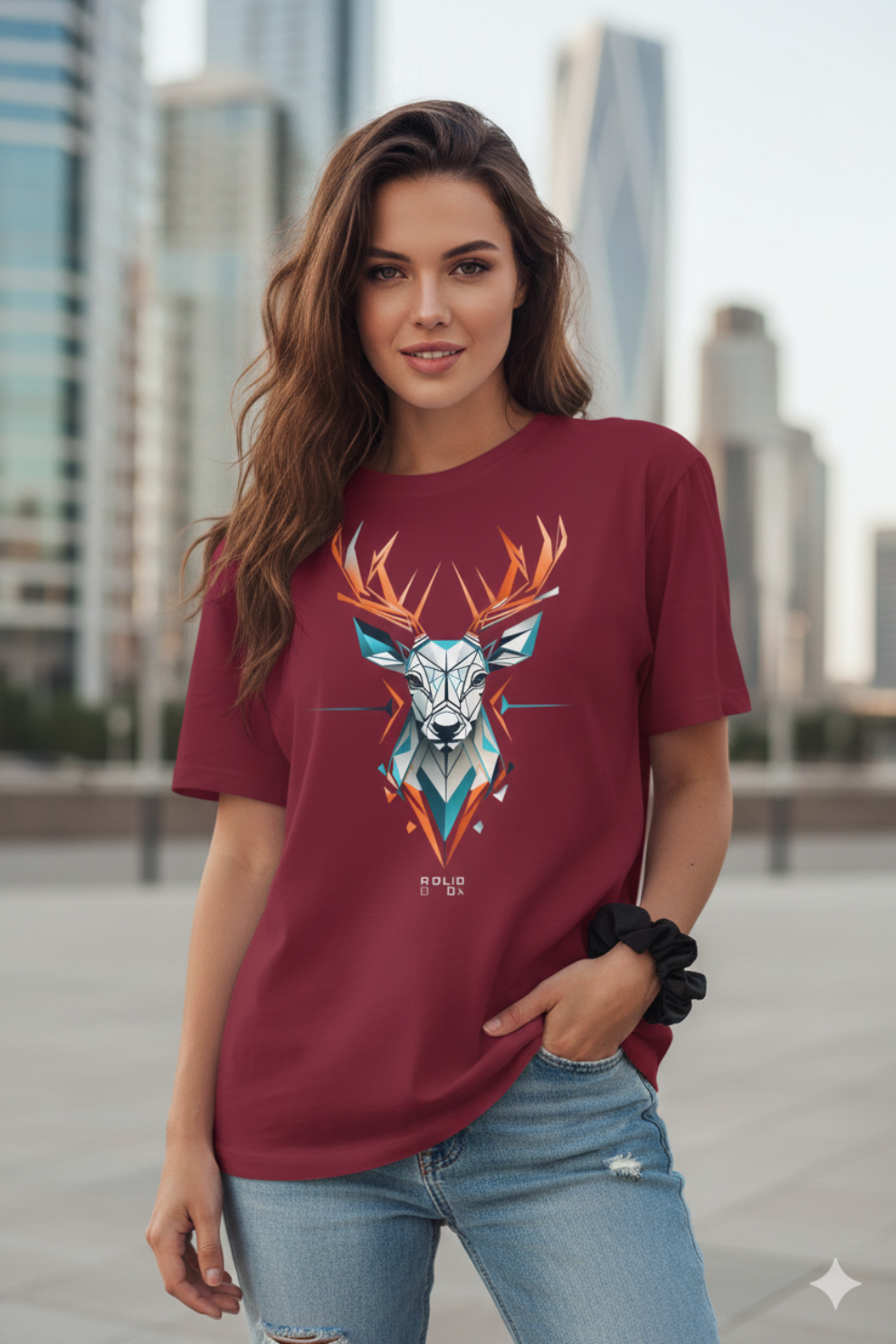 Deer Abstract Oversize Hot Pink T-Shirt | Artistic Wildlife Graphic Unisex Streetwear