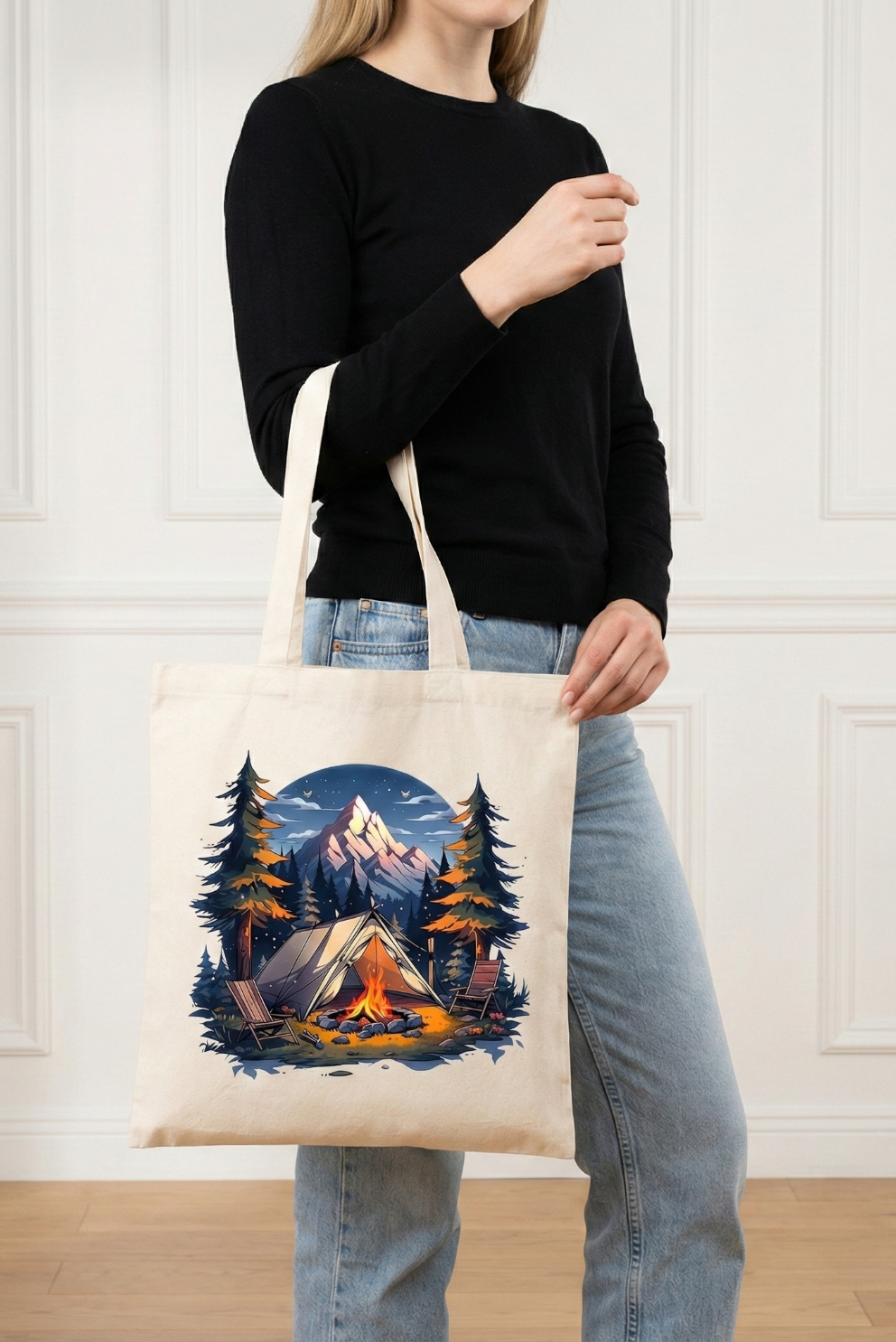 Camping Tote Bag(Zipper) | Outdoor Adventure Canvas Carry Bag