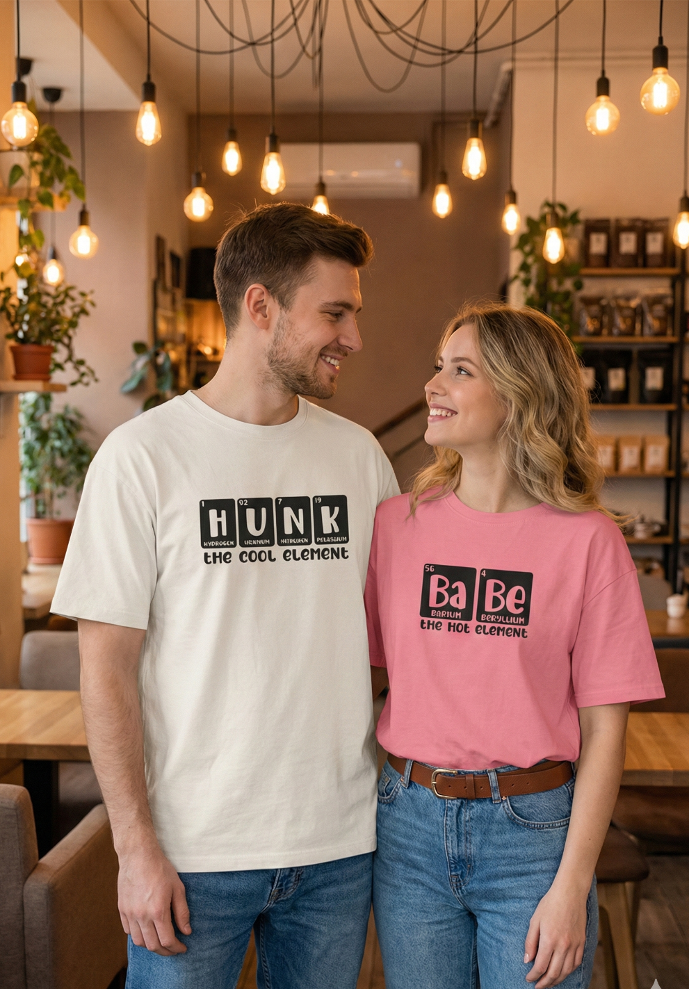 Hunk Babe Couple Oversize T-Shirt | Funny Matching Couple Streetwear