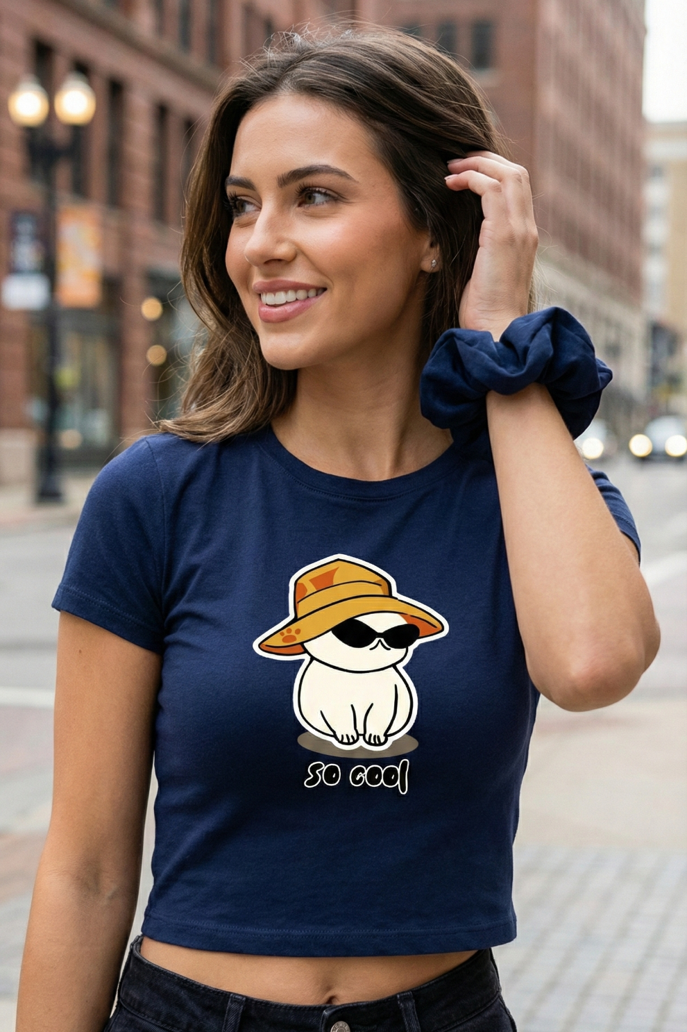 Cat So Cool Crop Top | Cute Cat Graphic Women’s Streetwear
