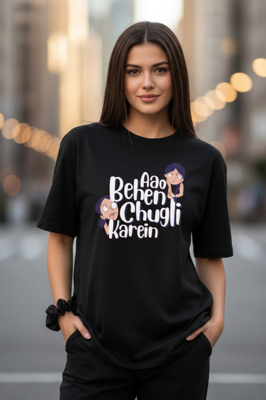 Aou Behen Chugli Karen Oversized Women’s T-Shirt | Funny Desi Streetwear