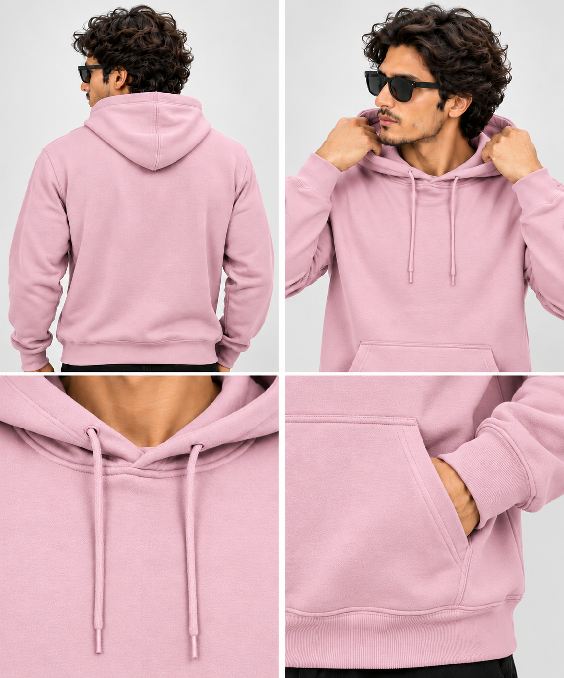 Pastel Pink Regular Fit Hoodie | 300 GSM 100% Cotton Brushed Fleece