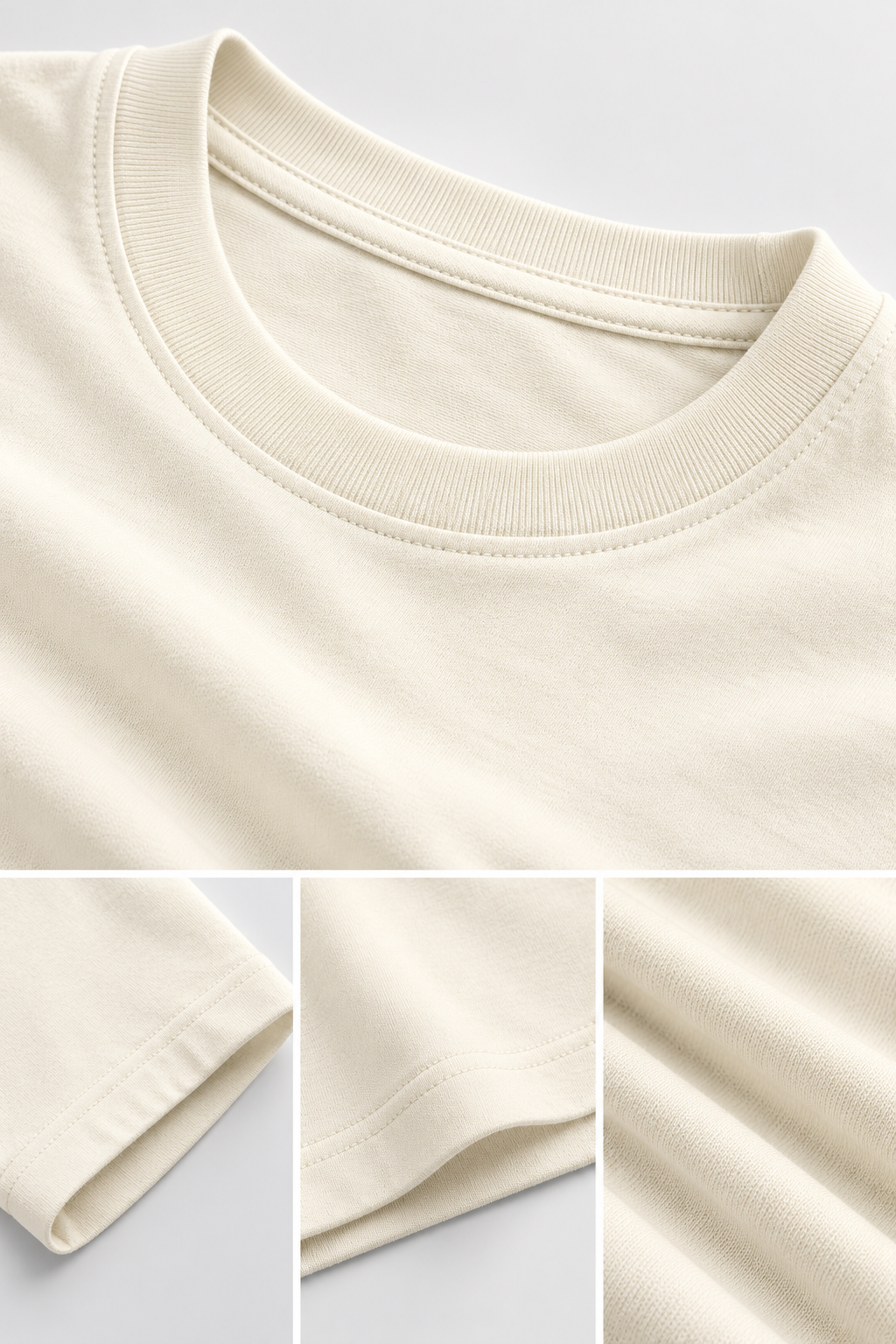 Solid Off-White Plain T-Shirt | Minimalist Unisex Casual Wear
