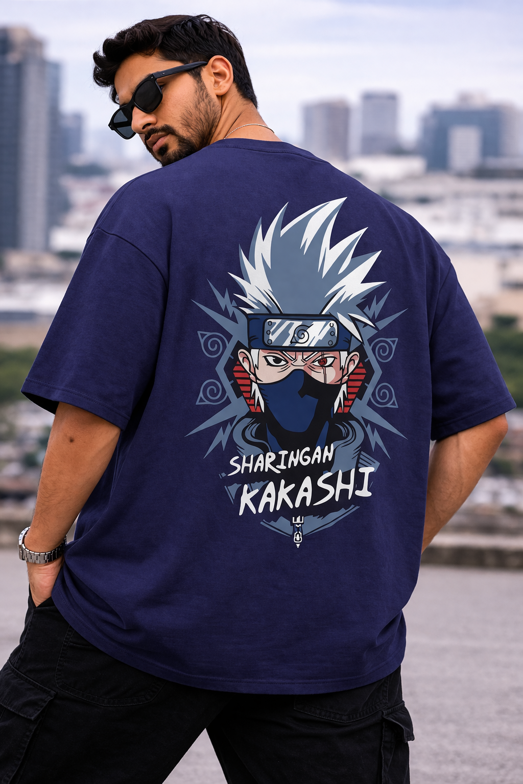 Sharingan Kakashi Oversize T-Shirt | Anime Ninja Streetwear