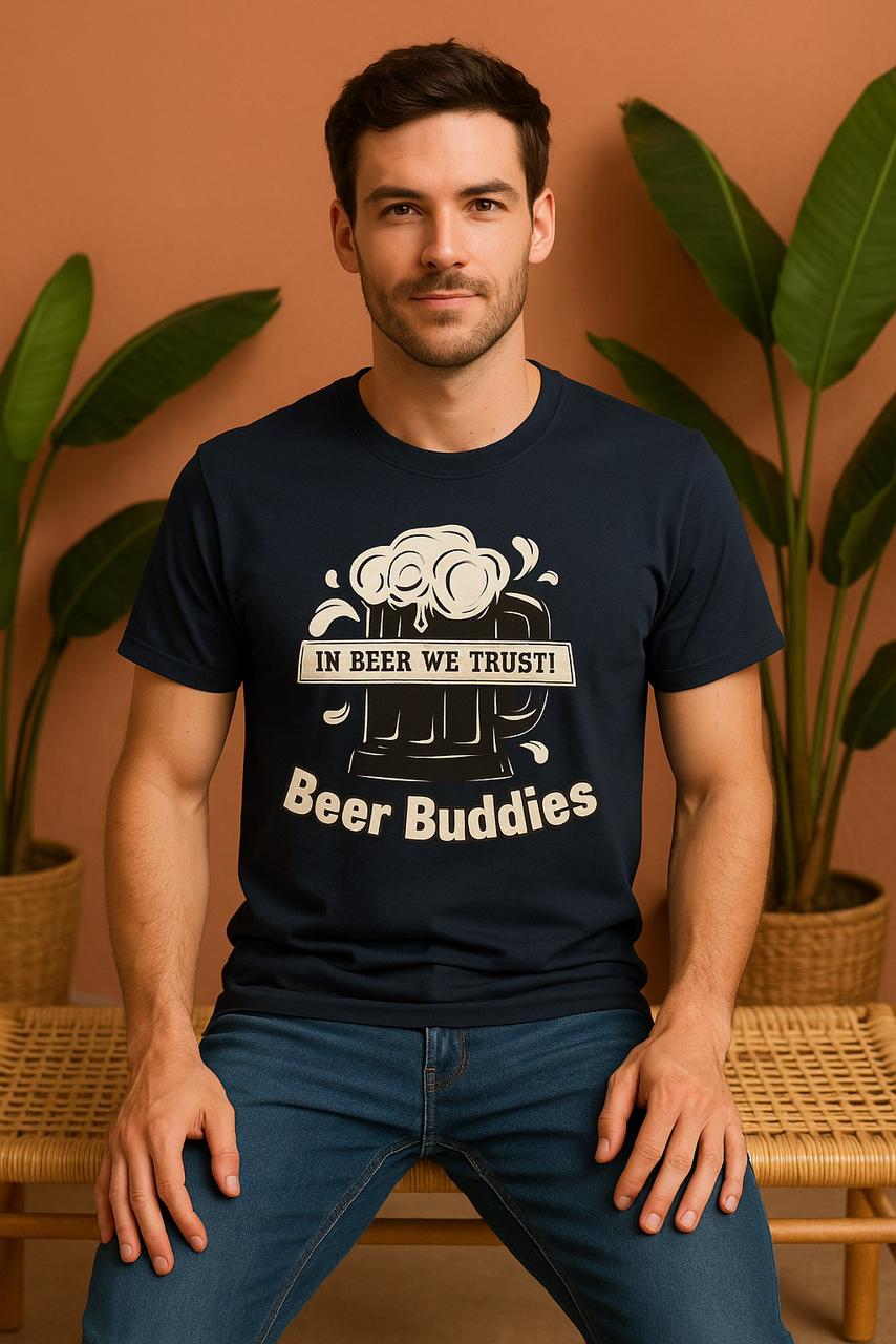 Beer Buddies T-Shirt | Funny Party Half Sleeves Tee