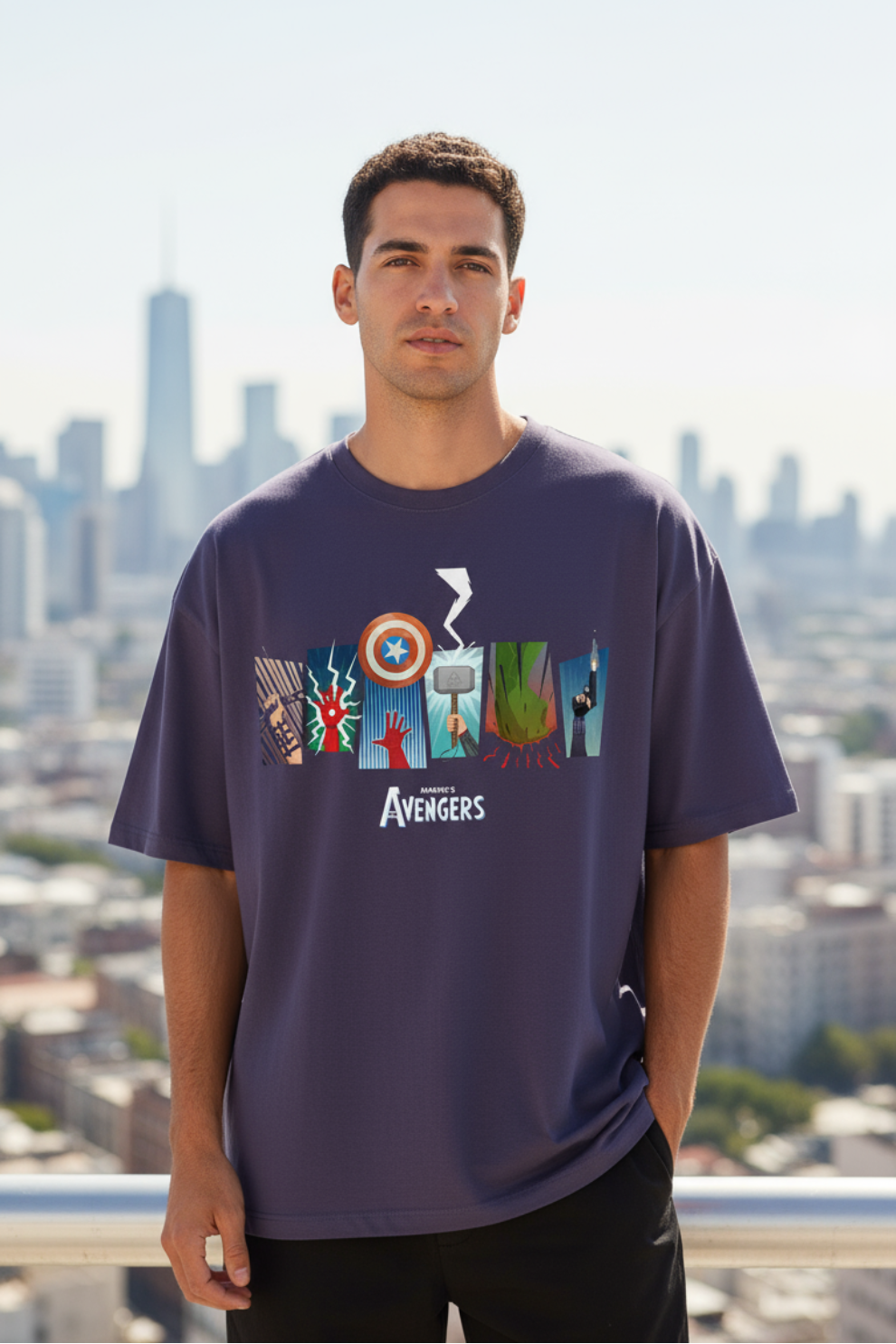Avengers Oversized T-Shirt | Marvel Superhero Team Graphic Unisex Streetwear