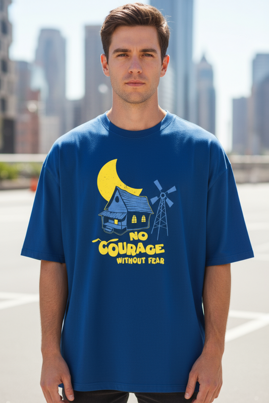 No Courage Oversized T-Shirt | Minimal Quote Unisex Streetwear
