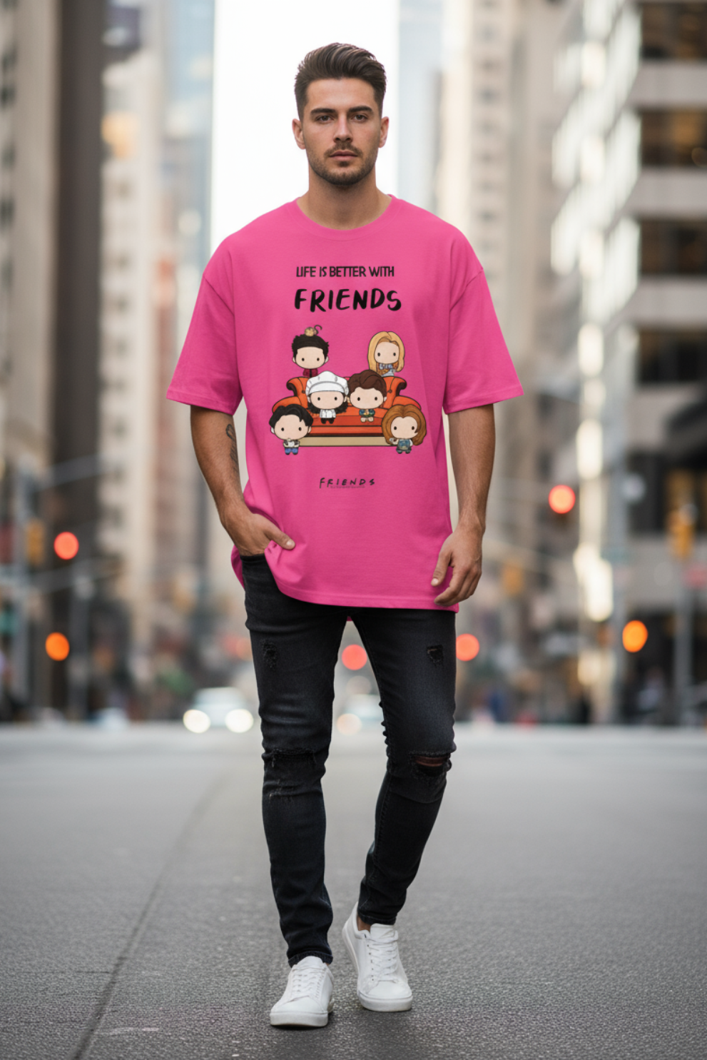 Life is Better with Friends Oversized T-Shirt | Friendship Quote Unisex Streetwear