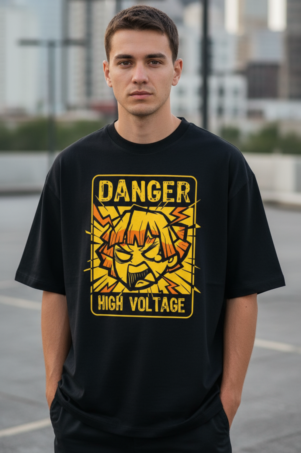 Danger Voltage Oversized T-Shirt | Electric Graphic Unisex Streetwear