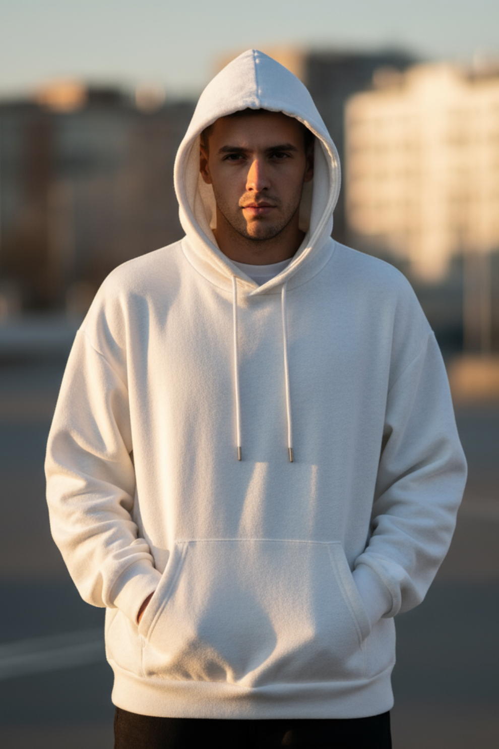 White Plain Oversized Hoodie | Minimal Classic Unisex Streetwear