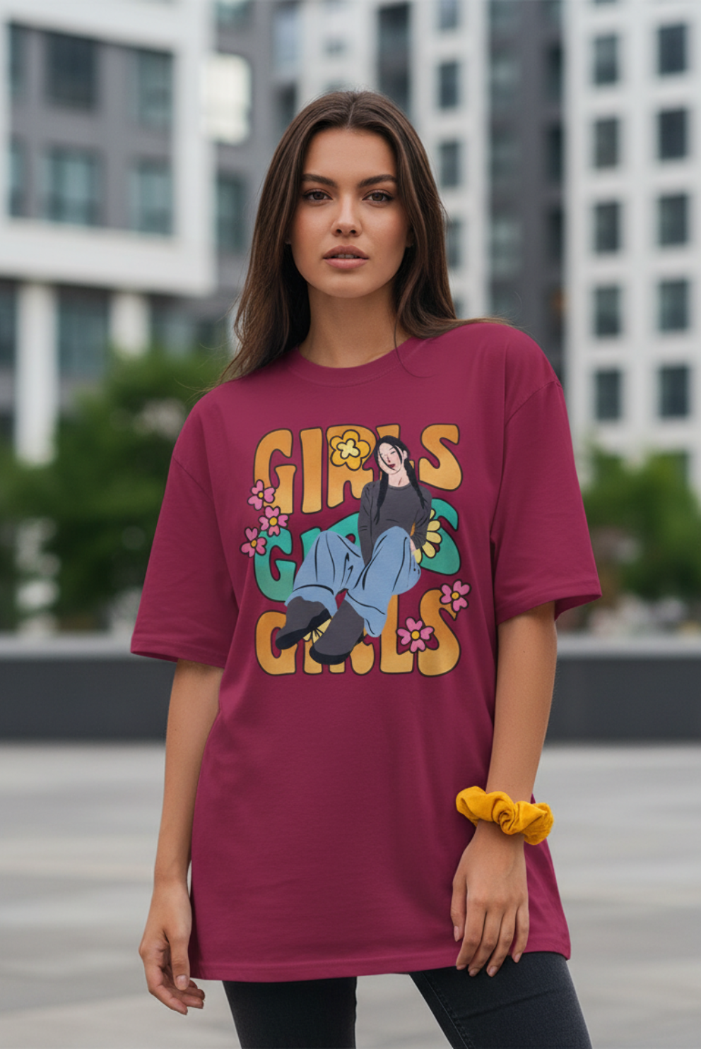 GIRLS GIRLS GIRLS Oversize T-Shirt | Bold Feminine Graphic Unisex Streetwear