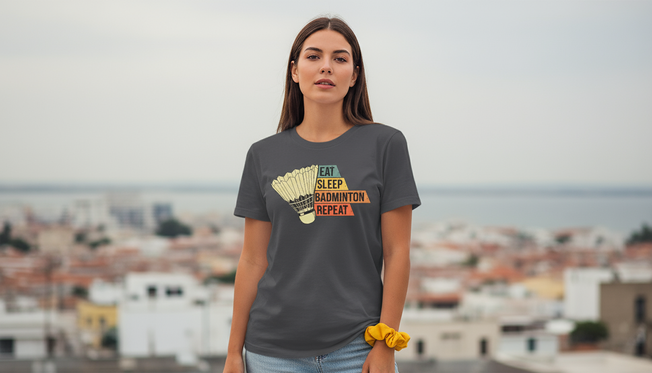 Eat Sleep Badminton T-Shirt | Sports Quote Unisex Streetwear