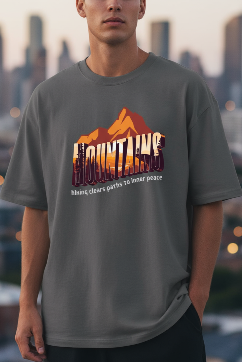 Mountains Oversized T-Shirt | Premium Winter Cotton Streetwear