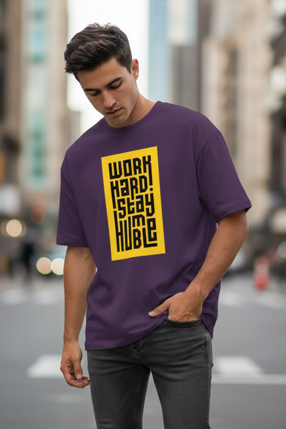 Work Hard Stay Humble Oversized T-Shirt | Motivational Unisex Streetwear