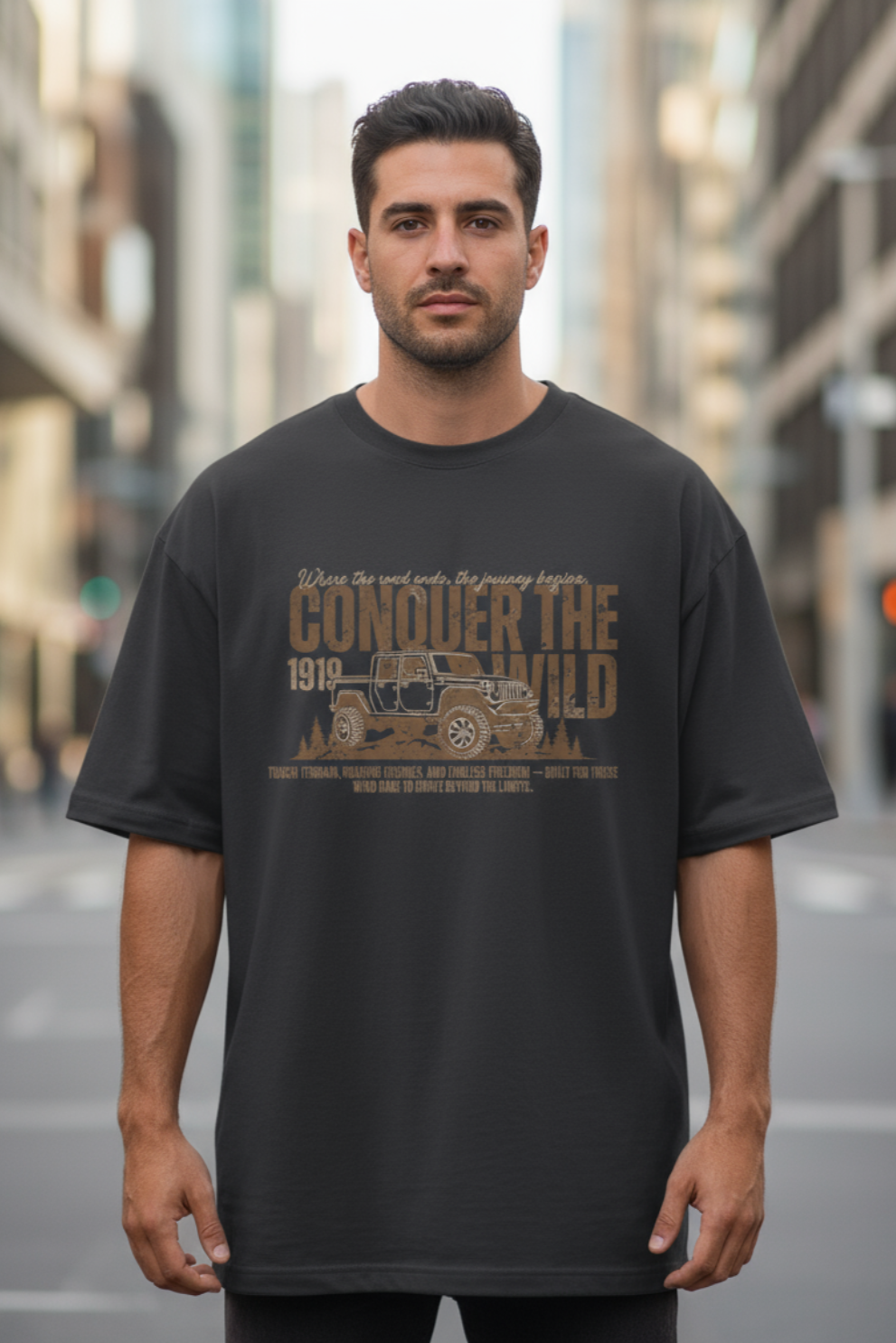Conquer the Wild Oversized T-Shirt | Adventure & Outdoor Unisex Streetwear