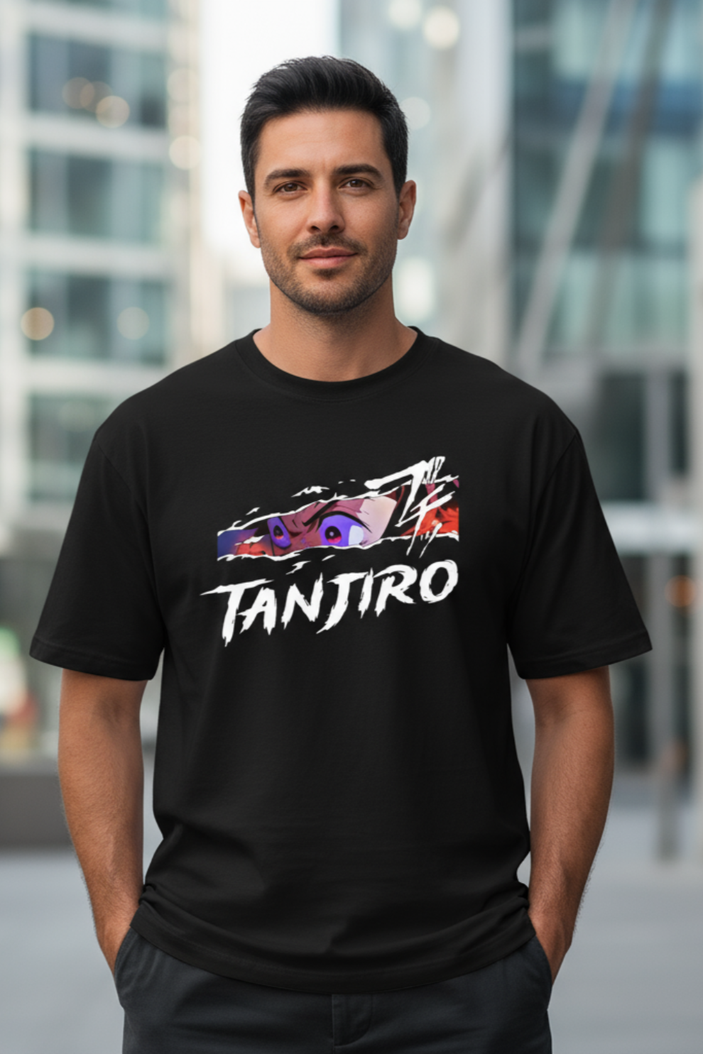 Tanjiro Print Oversized T-Shirt | Demon Slayer Anime Graphic Streetwear