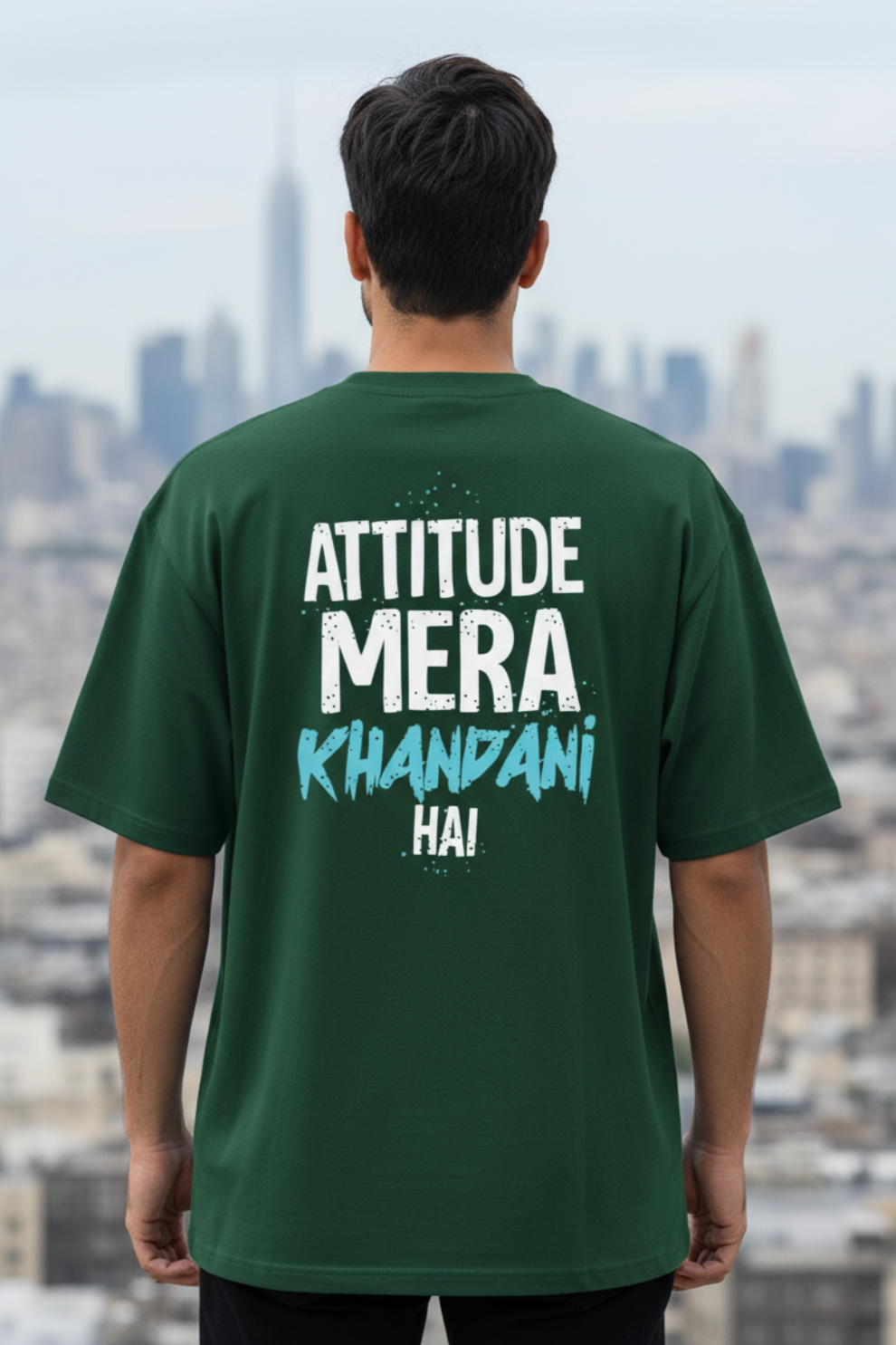 Attitude Mera Khandani Hai Oversized T-Shirt | Desi Swag Quote Streetwear