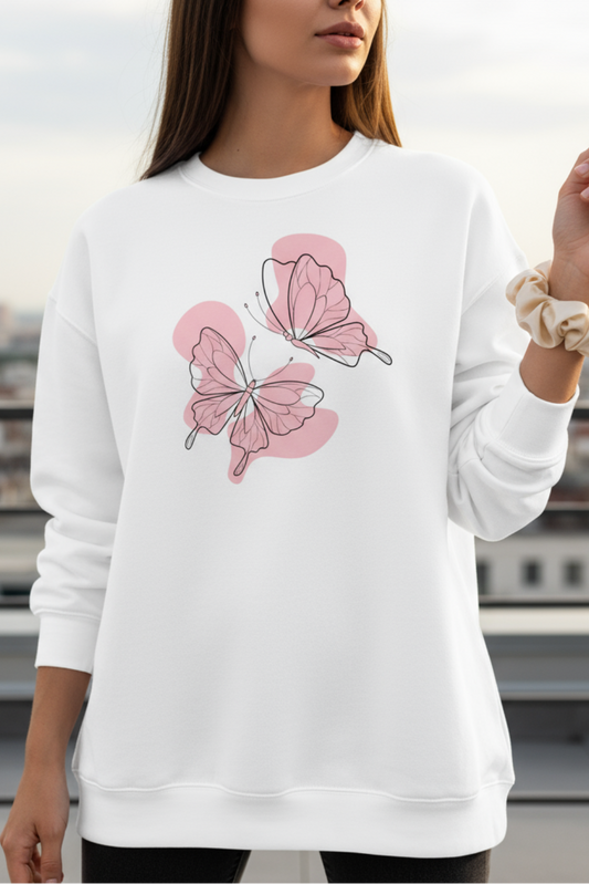 Pink Butterfly Sweatshirt | Aesthetic & Cute Unisex Streetwear