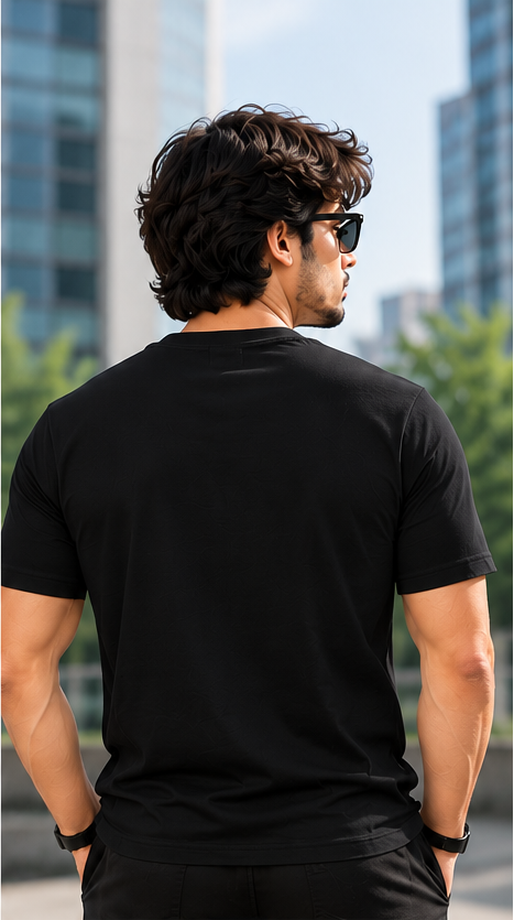 Solid Black Plain T-Shirt | Minimalist Unisex Casual Wear