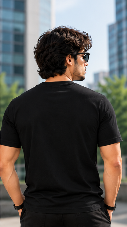 Solid Black Plain T-Shirt | Minimalist Unisex Casual Wear