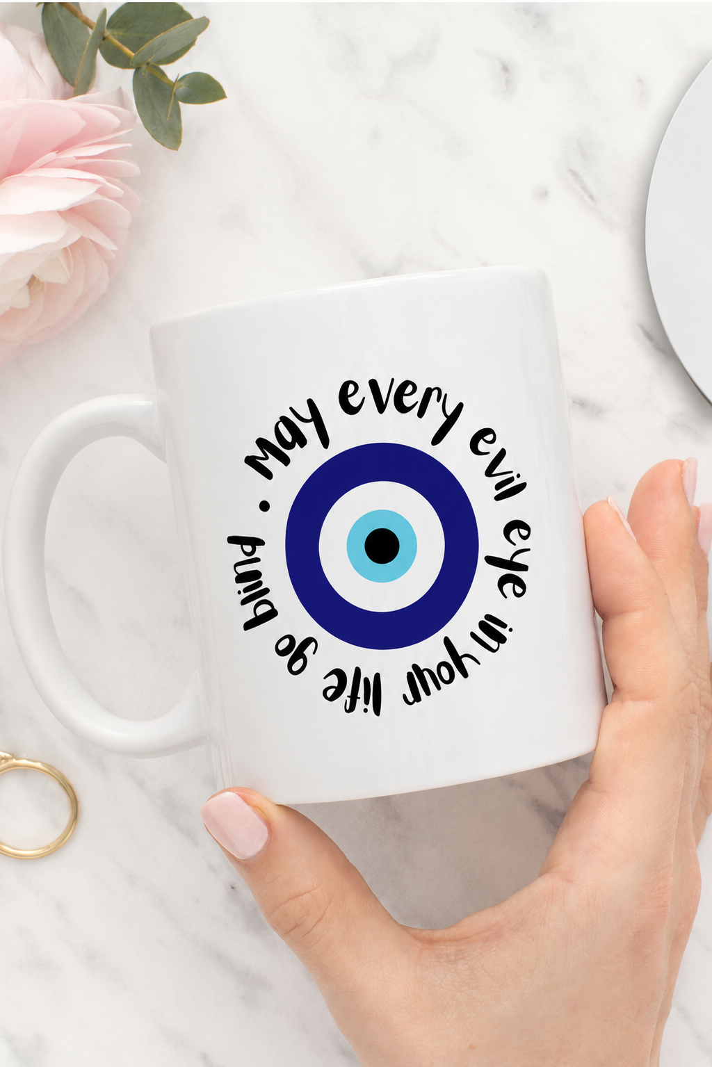 Evil Eye Coffee Mug | Spiritual Ceramic Mug for Positive Energy