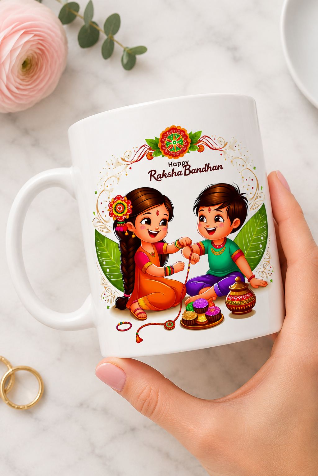 Happy Raksha Bandhan Coffee Mug | Ceramic Rakhi Gift for Brother & Sister