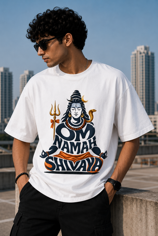 Om Namah Shivay Oversize T-Shirt | Spiritual Graphic Unisex Streetwear