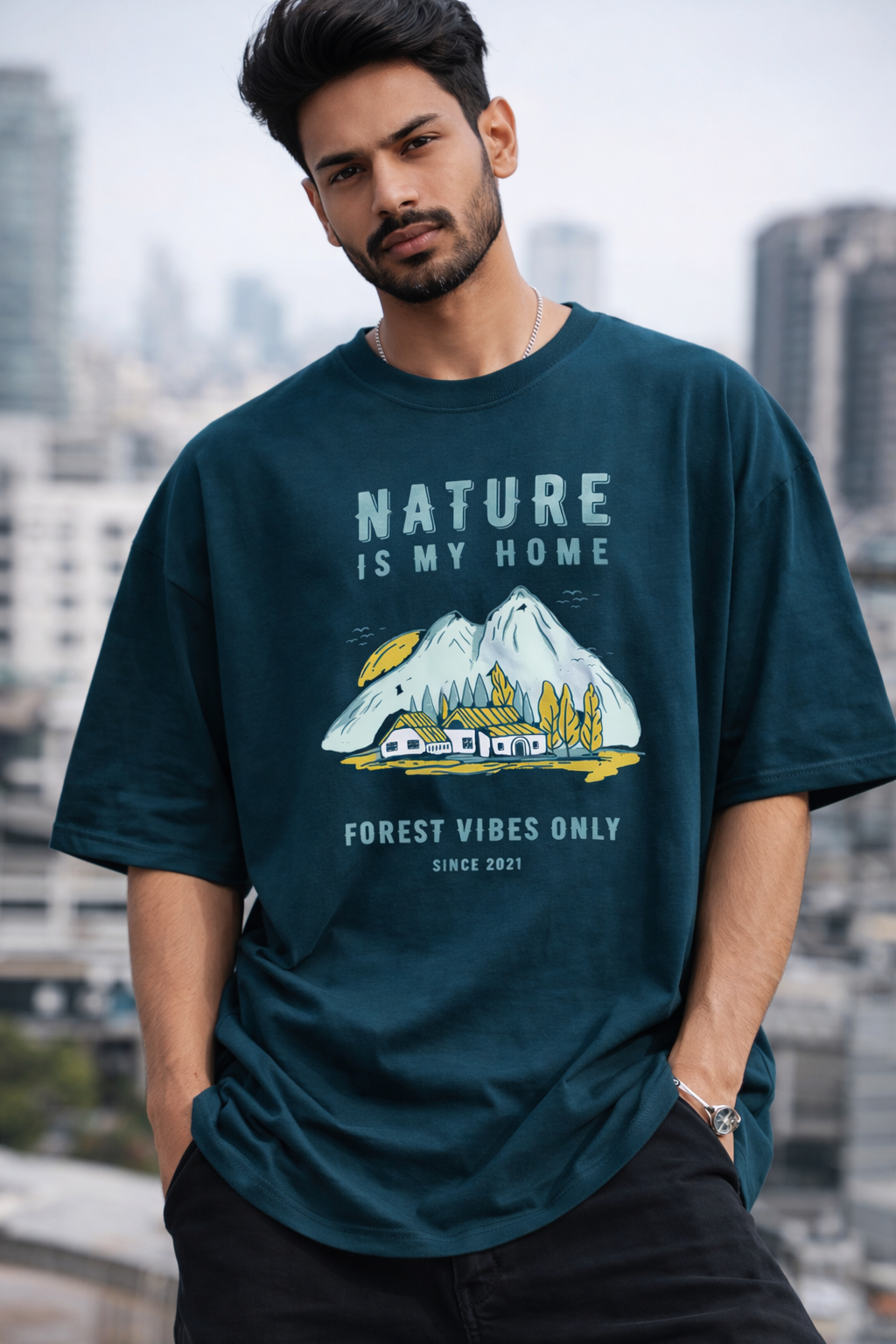 Nature Is My Home Oversize T-Shirt | Outdoor Adventure Unisex Streetwear